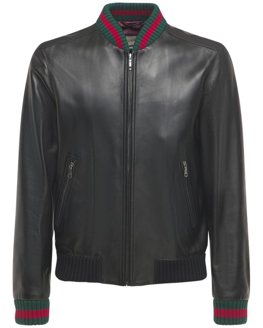 Gucci Leather Jacket W Web Detail