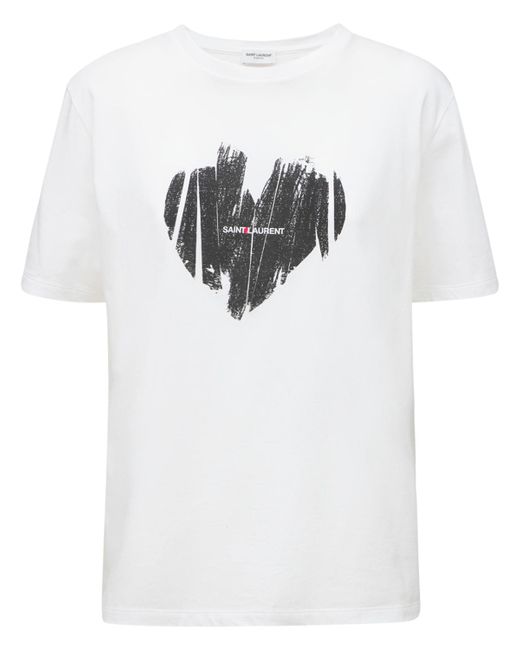 Saint Laurent Heart Print Cotton Jersey T-shirt