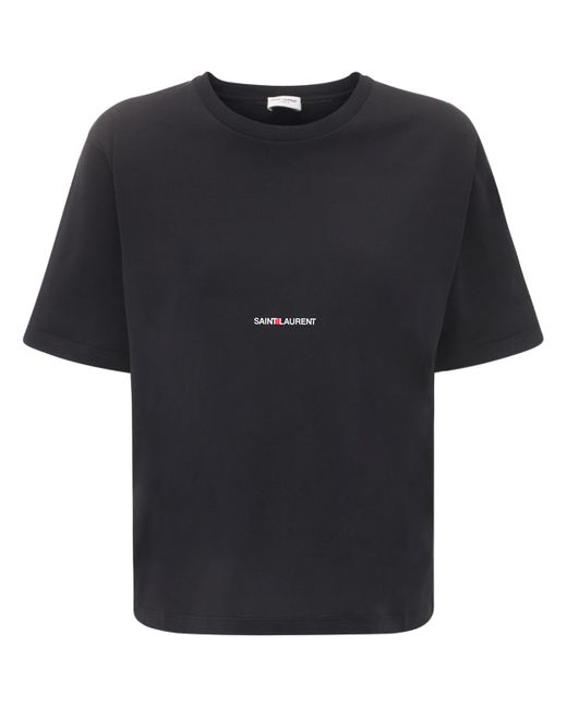 Saint Laurent Loose Logo Print Cotton Jersey T-shirt