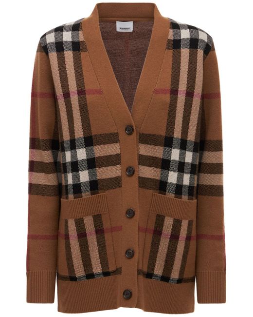 Burberry Willah Check Wool Cashmere Cardigan