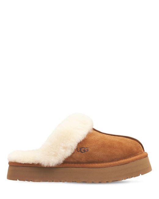 Ugg 25mm Disquette Suede Shearling Mules