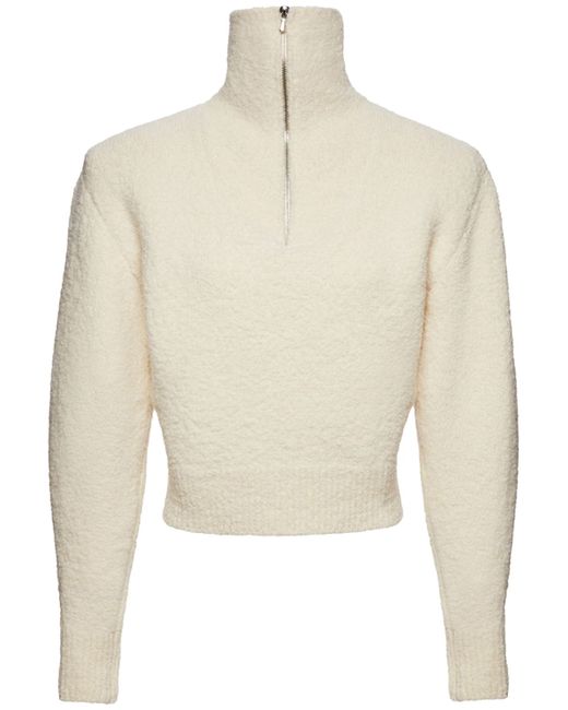 Magda Butrym Wool Blend Knit Bouclé Zip Sweater