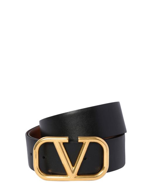 Valentino Garavani 4cm Reversible V Logo Leather Belt