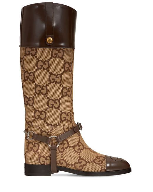 Gucci 20mm Zelda Tall Canvas Leather Boots