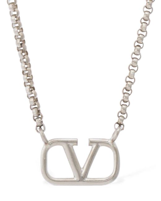 Valentino Garavani V Logo Charm Long Necklace