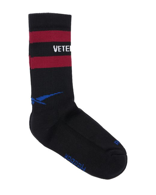 Vetements Logo Striped Cotton Blend Socks
