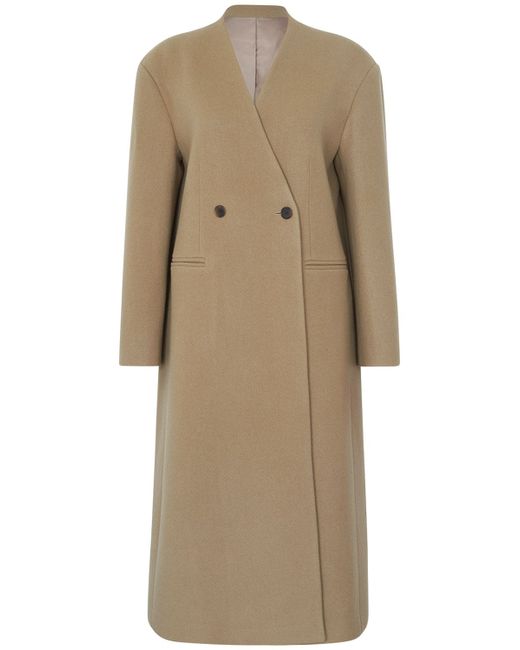 The Frankie Shop Clara Collarless Wool Long Coat