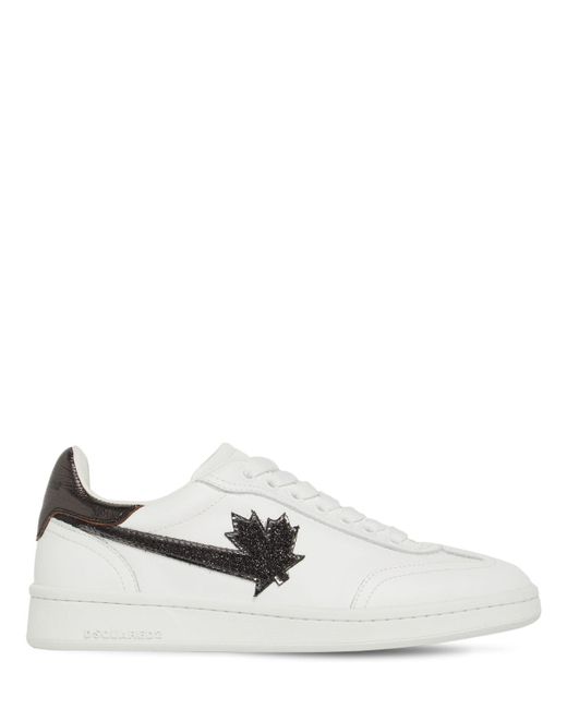 Dsquared2 20mm Stretched Leaf Leather Sneakers
