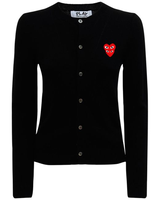 Comme Des Garçons Play Embroidered Red Heart Wool Cardigan