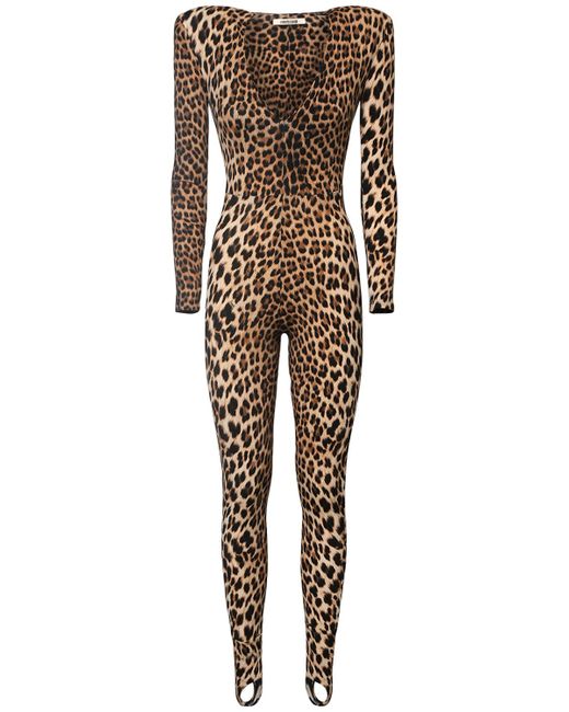 Roberto Cavalli Leopard Print Jersey Jumpsuit
