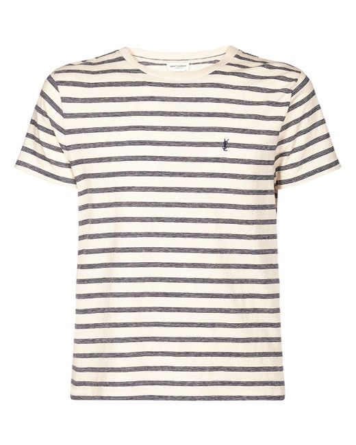 Saint Laurent Striped Monogram Cotton Jersey T-shirt