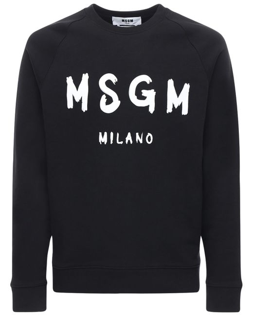 Msgm Logo Print Cotton Jersey Sweatshirt
