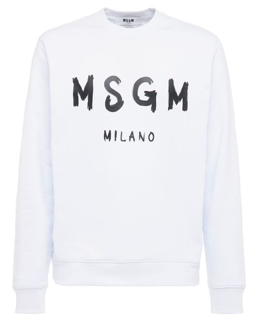 Msgm Logo Print Cotton Jersey Sweatshirt