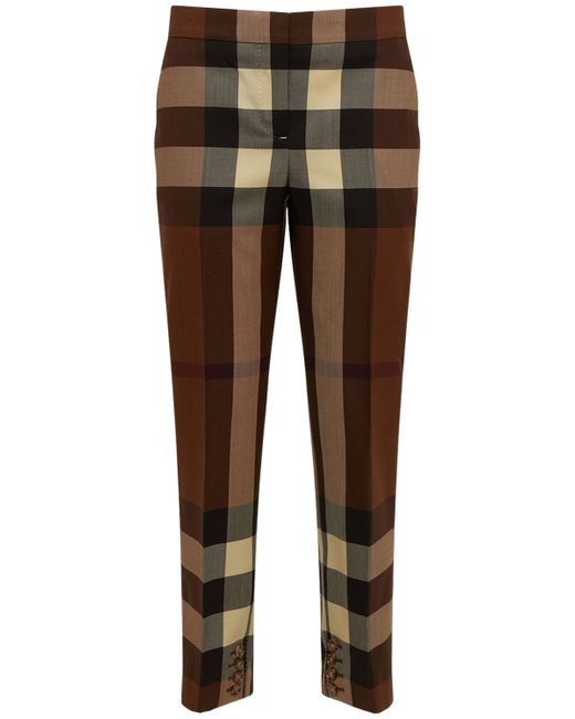 Burberry Aimie Checked Wool Skinny Pants