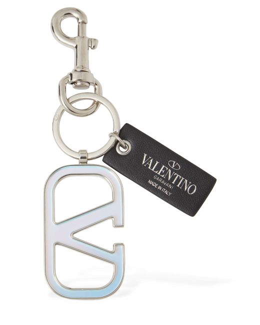 Valentino Garavani V Logo Leather Charms Key Holder