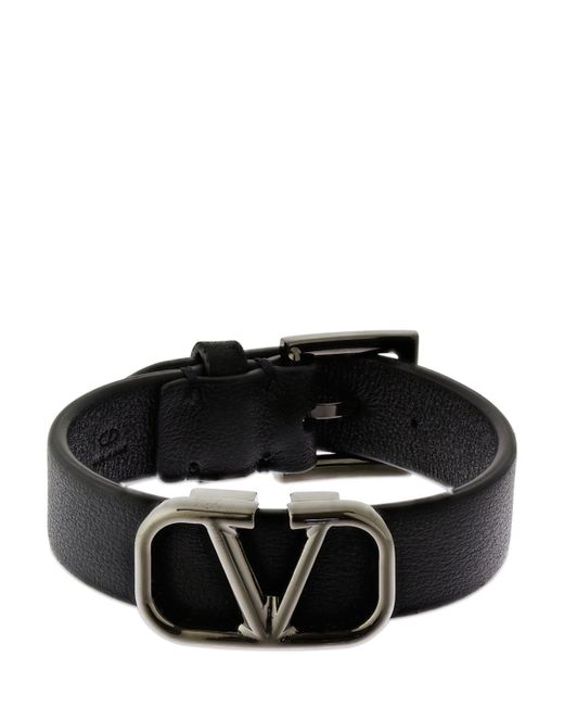 Valentino Garavani V Logo Leather Belt Bracelet