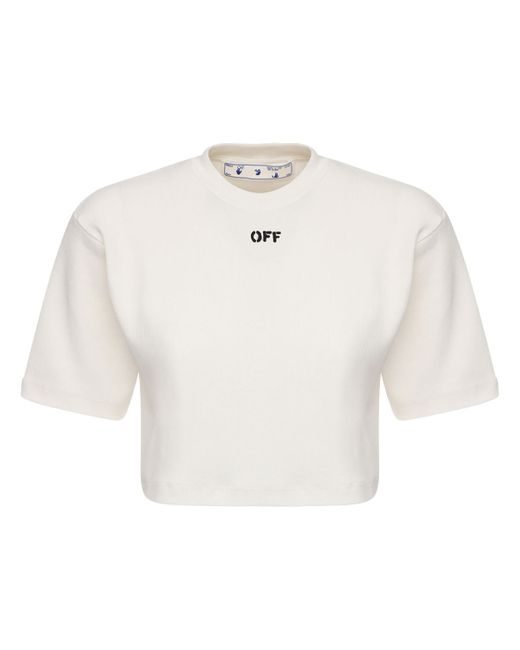 Off-White Off Cotton Blend Jersey T-shirt