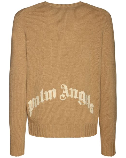 Palm Angels Curved Logo Wool Blend Knit Sweater