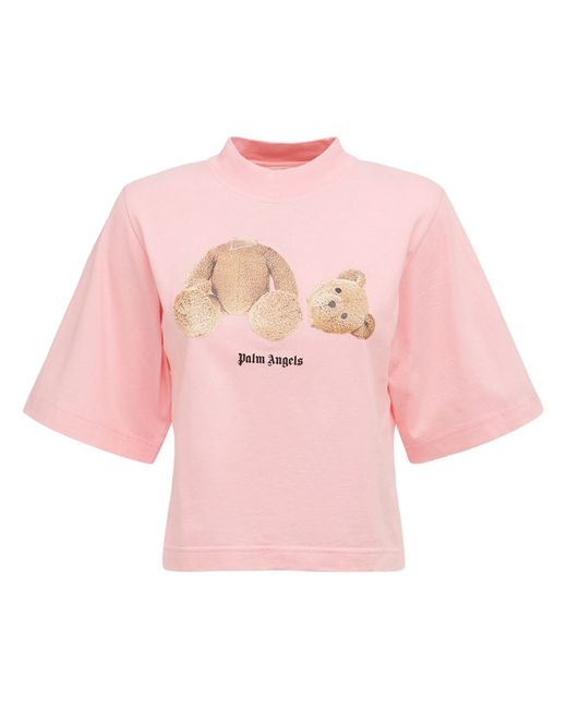 Palm Angels Bear Cropped Cotton Jersey T-shirt