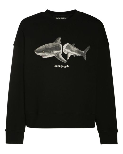 Palm Angels Shark Embroidery Cotton Sweatshirt