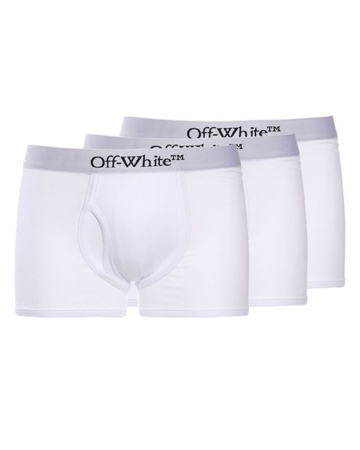 Off-White Pack Of 3 Logo Cotton Boxer Briefs