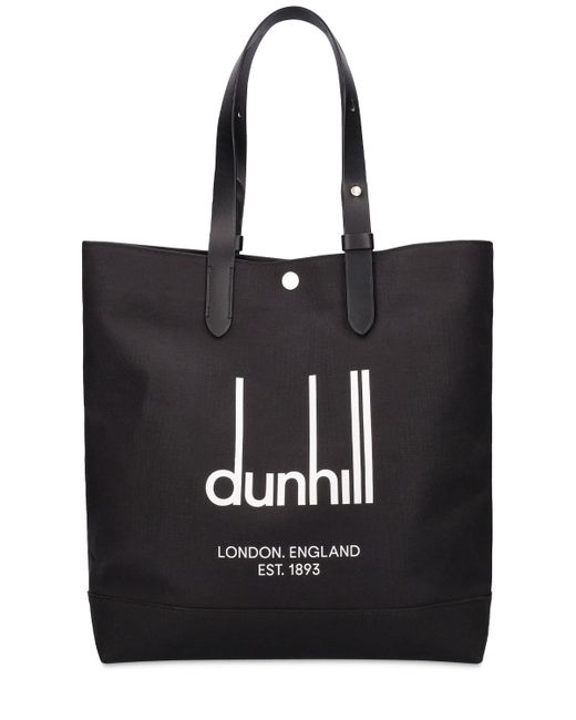 Dunhill Logo Linen Blend Canvas Tote Bag