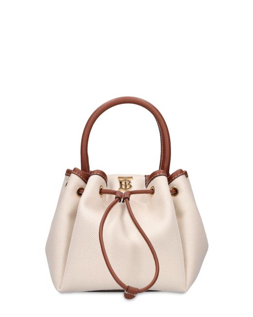 Burberry Peony Canvas Leather Top Handle Bag