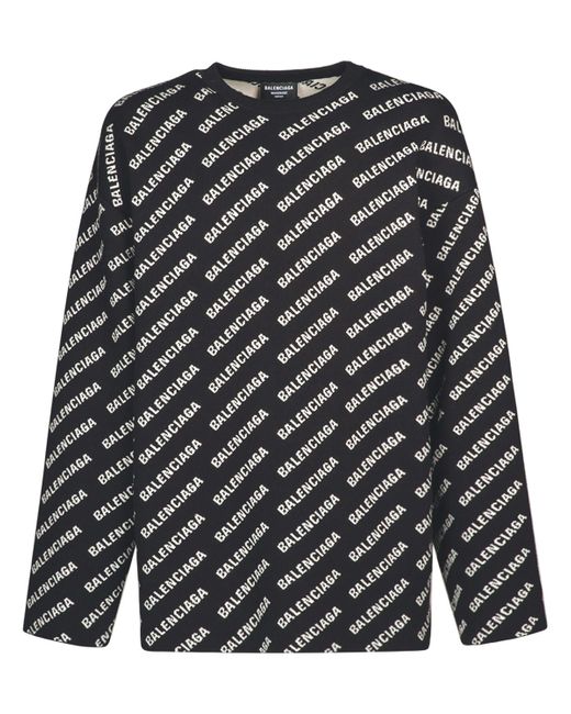 Balenciaga All-over Logo Cotton Blend Knit Sweater