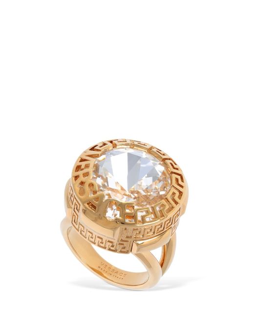 Versace Greca Motif Logo Crystal Ring