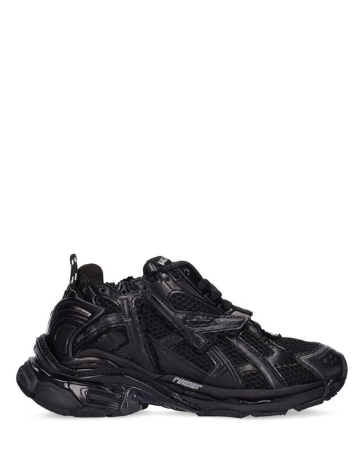 Balenciaga 60mm Runner Faux Leather Mesh Sneakers