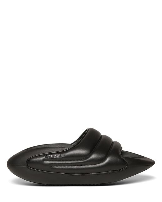 Balmain B-it Quilted Leather Slide Sandals