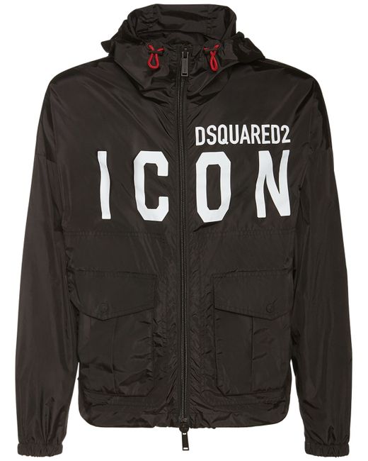 Dsquared2 Icon Print Nylon Windbreaker Jacket