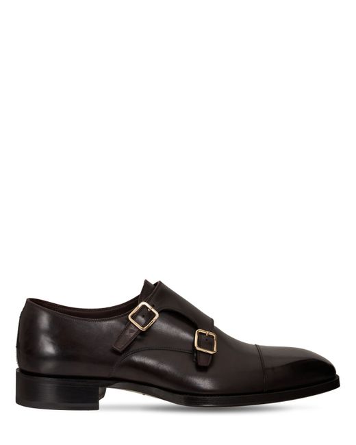 Tom Ford Burnished Leather Monk Strap Shoes