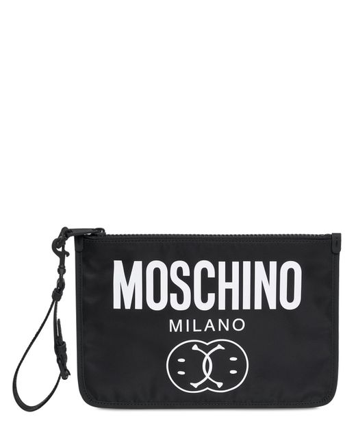 Moschino Logo Print Nylon Pouch