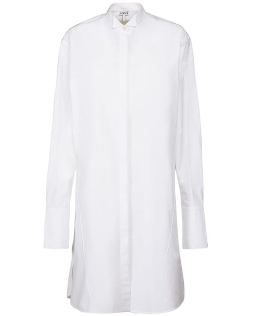 Loewe Pleated Cotton Poplin Midi Shirt Dress