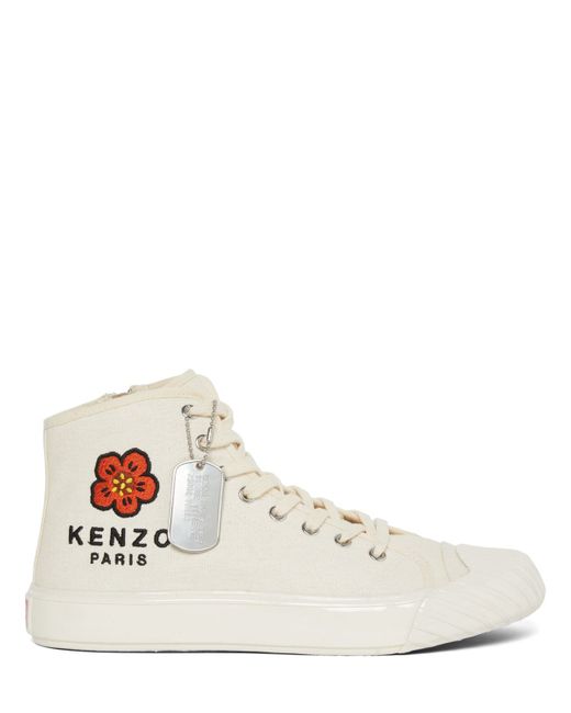 KENZO Paris Boke Embroidered Cotton High Sneakers
