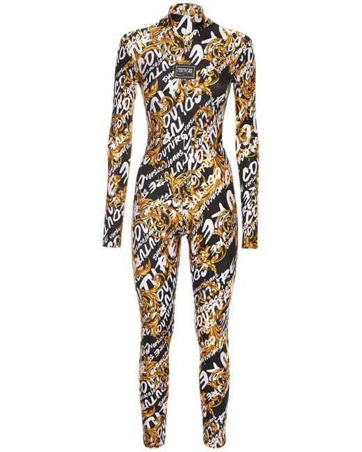 Versace Jeans Couture Printed Lycra Long Sleeve Jumpsuit