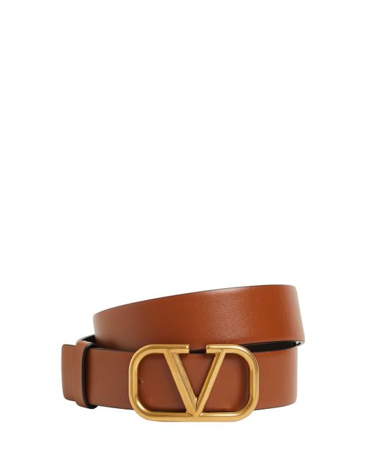 Valentino Garavani 30mm Leather Belt W V Logo Buckle
