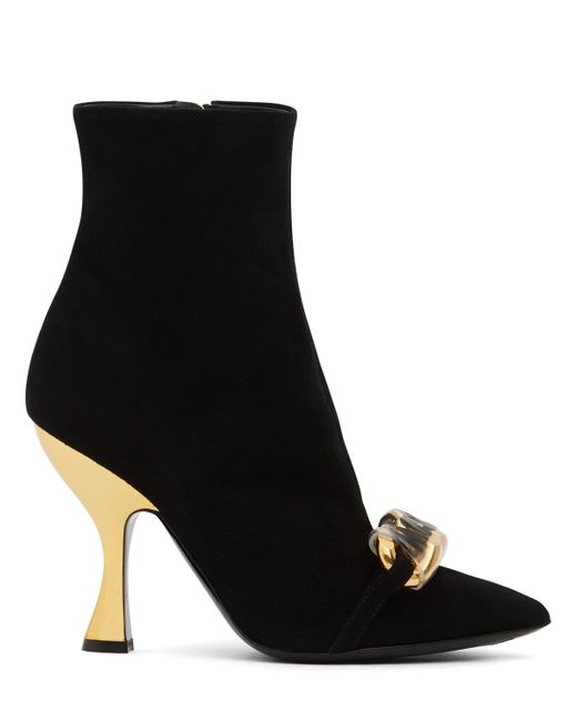 Moschino 100mm Chain Suede Ankle Boots