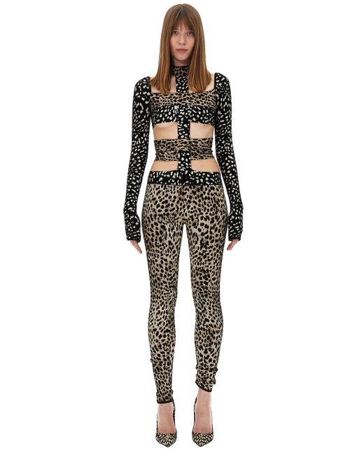Roberto Cavalli Leopard Printed Viscose Jersey Jumpsuit