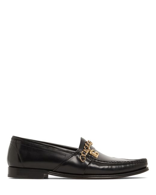Dolce & Gabbana Polished Leather Loafers W Chain