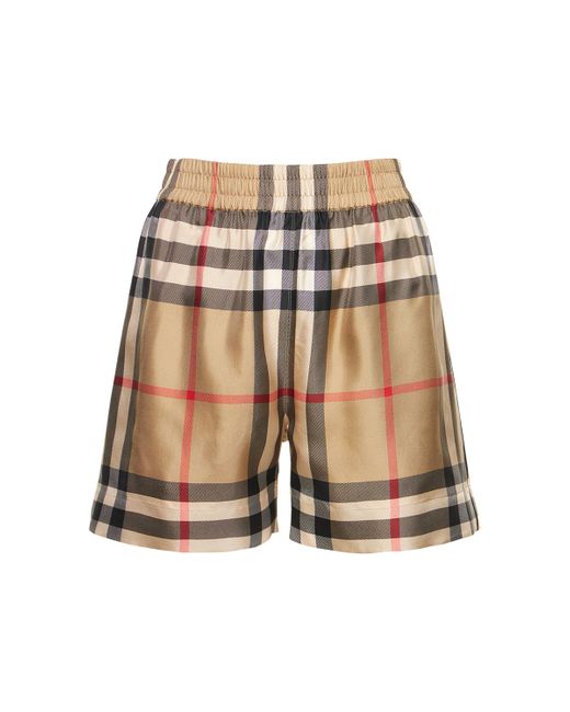 Burberry Tawney Silk Twill Check Shorts