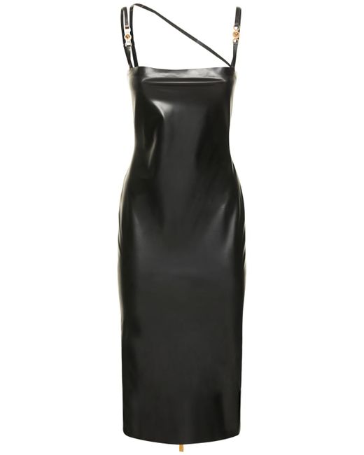Versace Latex Midi Dress W Crossed Straps