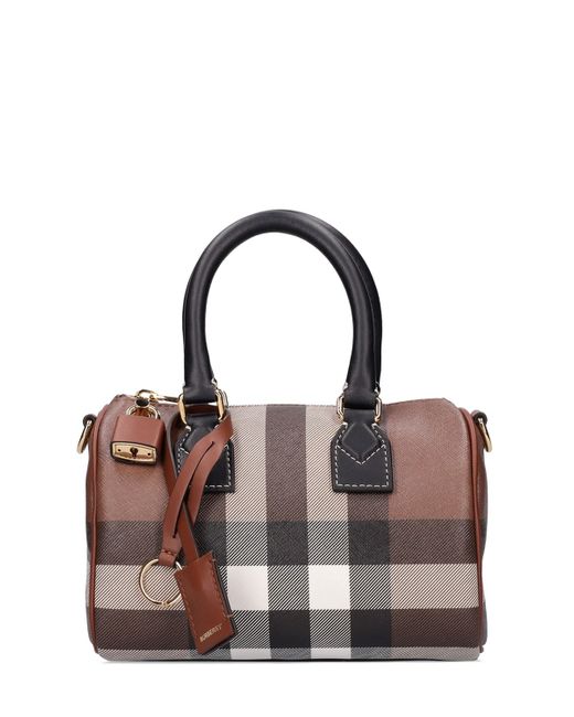 Burberry Mini Bowling Check Canvas Leather Bag