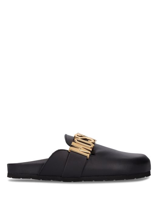 Moschino 30mm Leather Shearling Mules