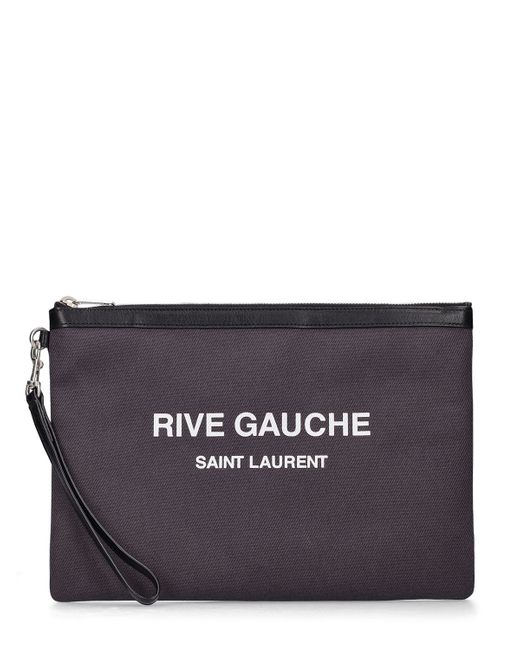 Saint Laurent Rive Gauche Canvas Leather Pouch