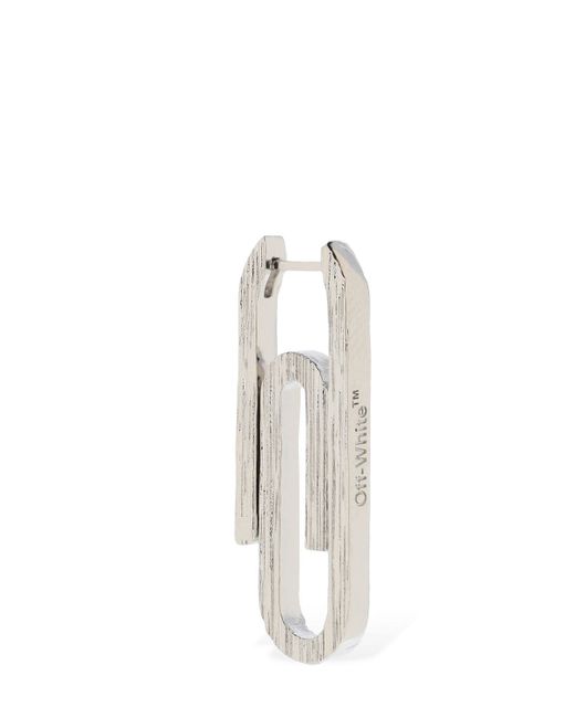 Off-White Textured Paperclip Mono Earring