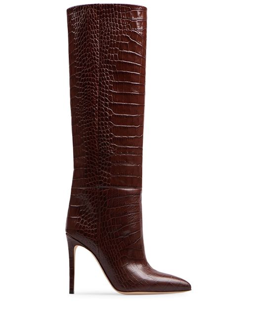 Paris Texas 105mm Croc Embossed Leather Tall Boots