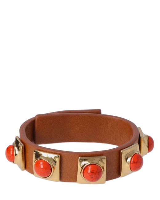 Etro Leather Bracelet W Small Studs