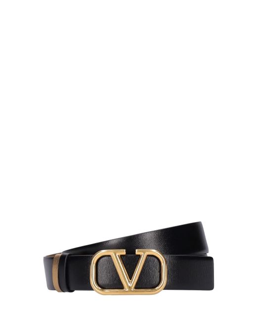 Valentino Garavani 3cm V Logo Reversible Leather Belt